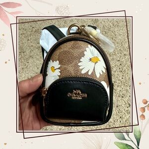 SOLD ♥️ NWT COACH Mini Backpack Bag Charm Floral Print Signature Canvas